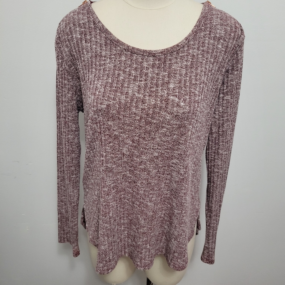 Buckle Hyfve marled ribbed zip shoulder henley size large